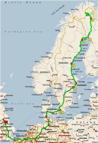 Our route home from Nordkapp, click for a larger picture